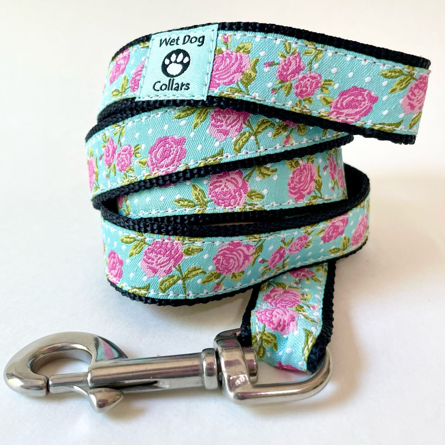Vintage style roses dog leash with rust proof stainless hardware