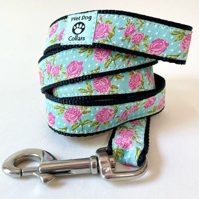 Vintage style roses dog leash with rust proof stainless hardware