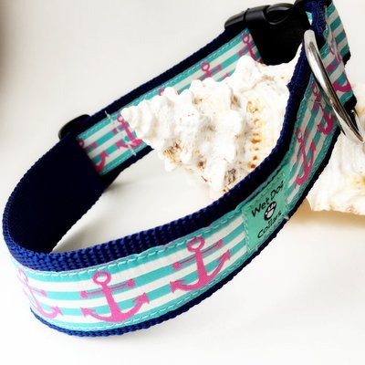 Lily’s Anchors Wide Dog Collar