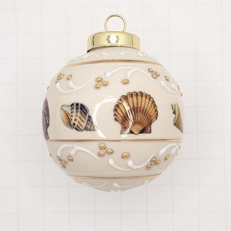 Seashells Porcelain Christmas Ornament 2.5"