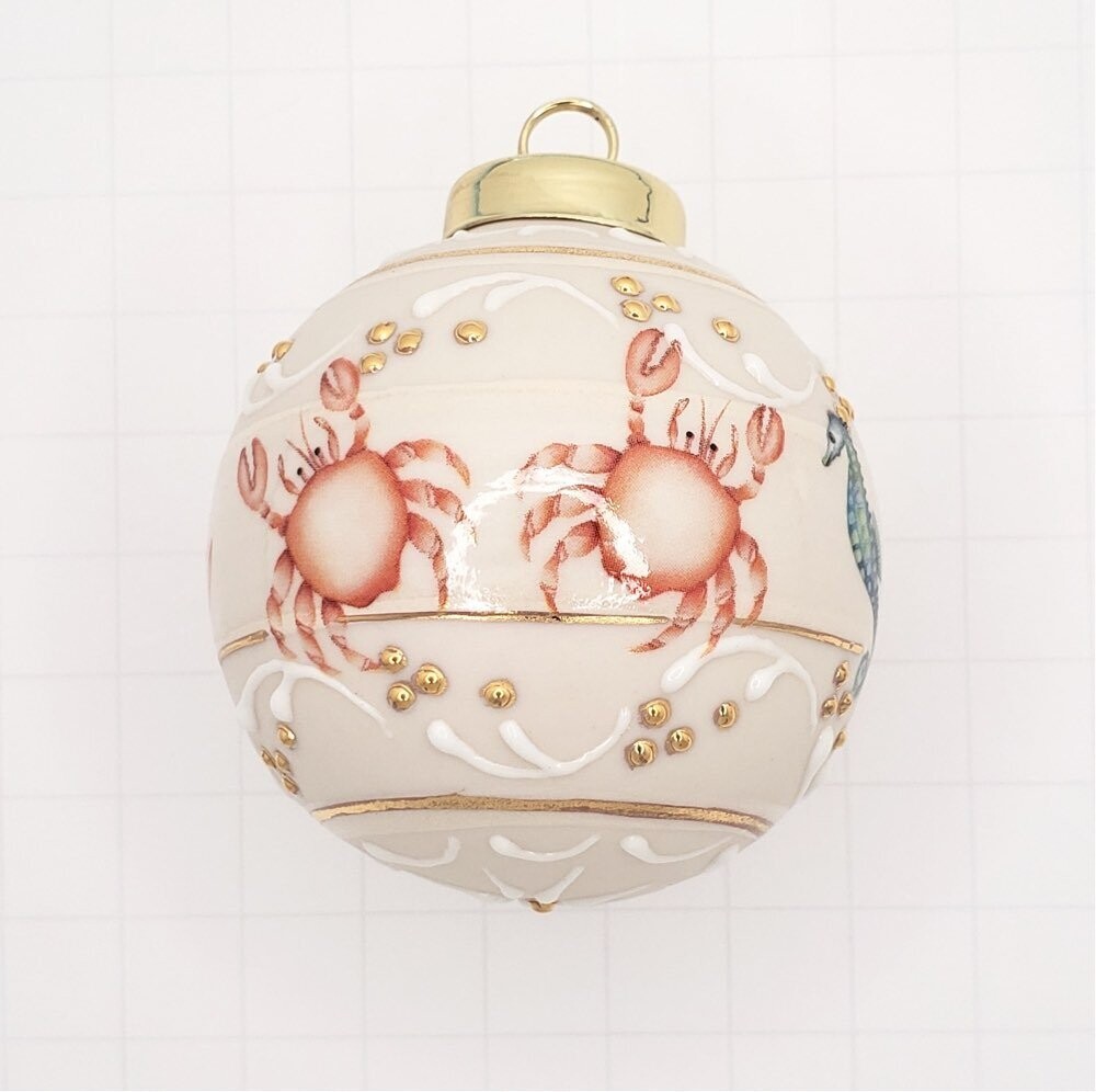 Crabs Porcelain Christmas Ornament 2.5"