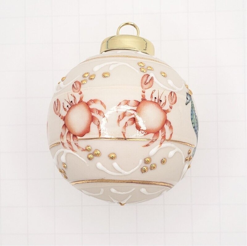 Crabs Porcelain Christmas Ornament 2.5"