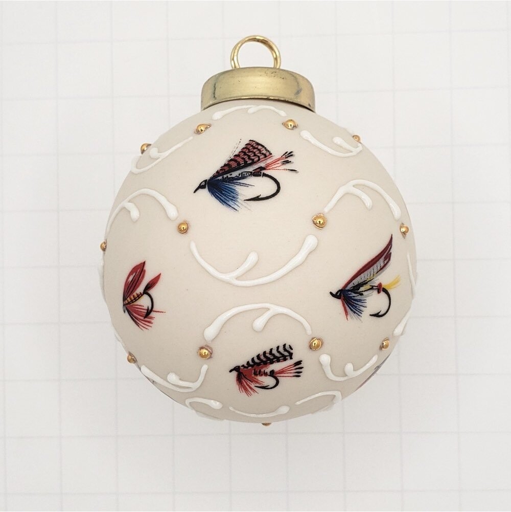 Fishing Flies Porcelain Christmas Ornament 2.5"