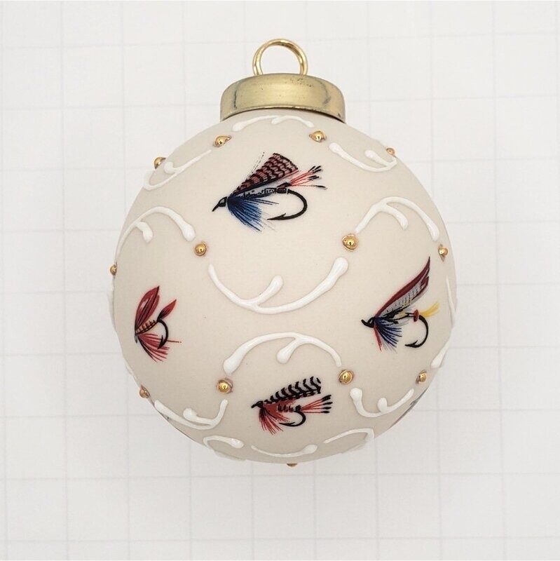 Fishing Flies Porcelain Christmas Ornament 2.5"