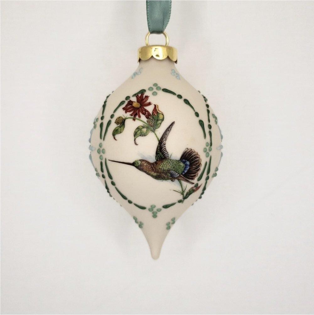 Hummingbird Porcelain Christmas Ornament 3.5"