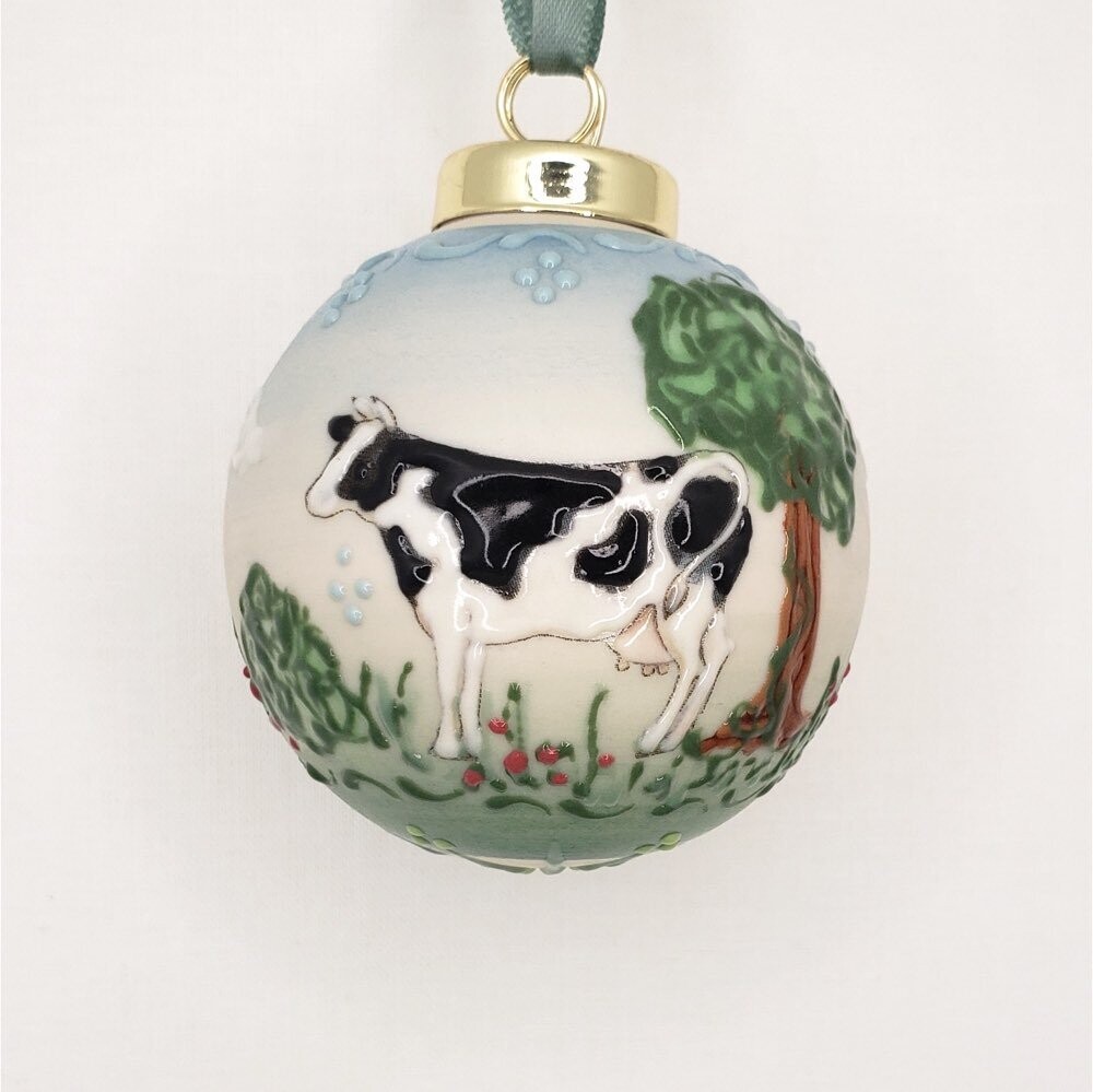 Buttercup the Cow Porcelain Christmas Ornament 2.5"