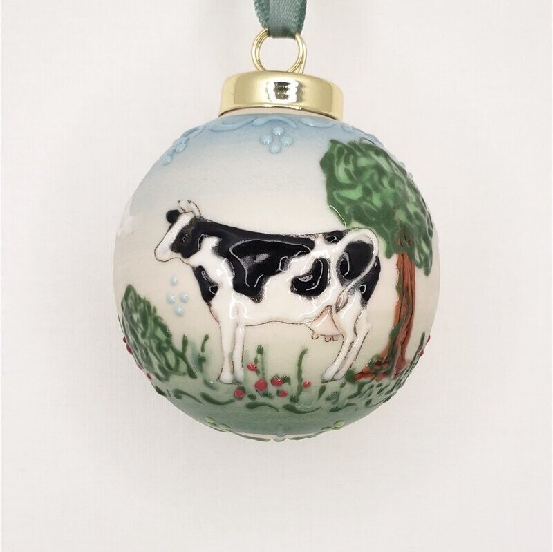 Buttercup the Cow Porcelain Christmas Ornament 2.5"