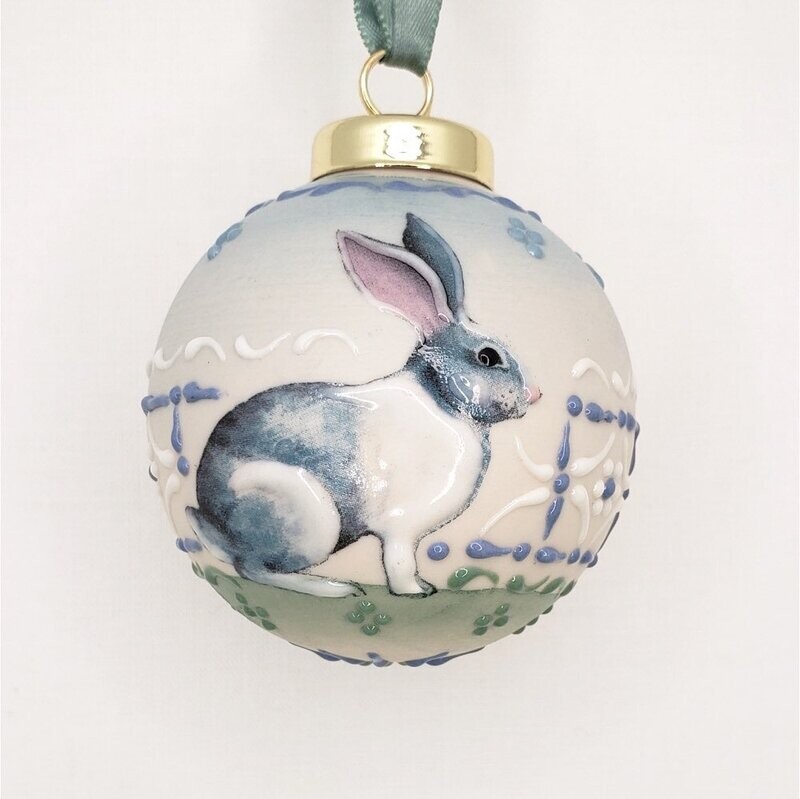 Sunny the Rabbit Porcelain Christmas Ornament 2.5"