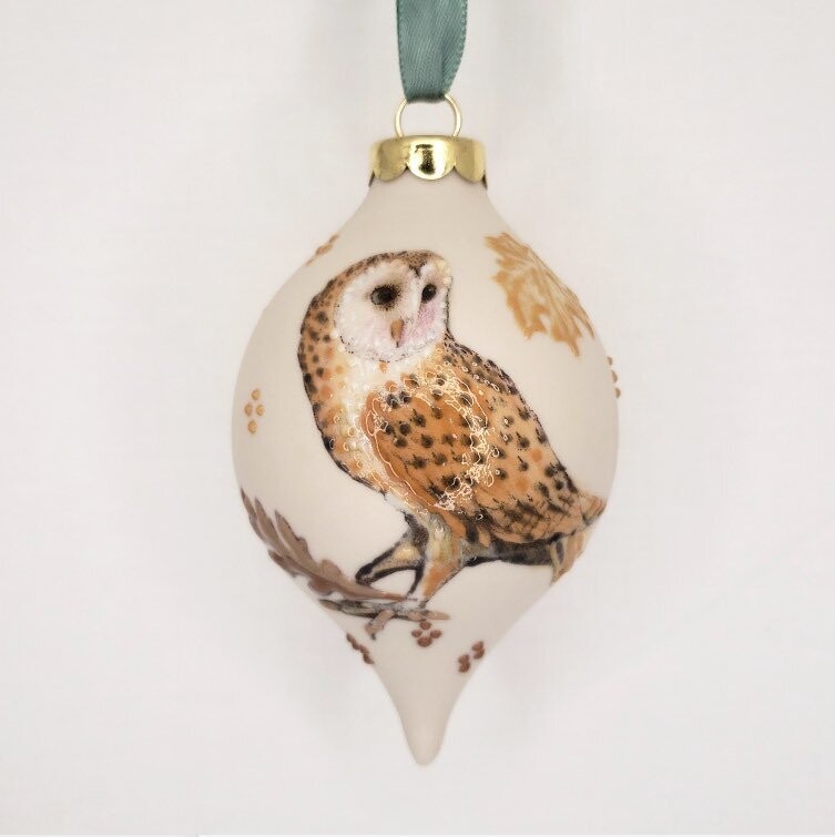 Hootie Owl Porcelain Christmas Ornament 3.5"