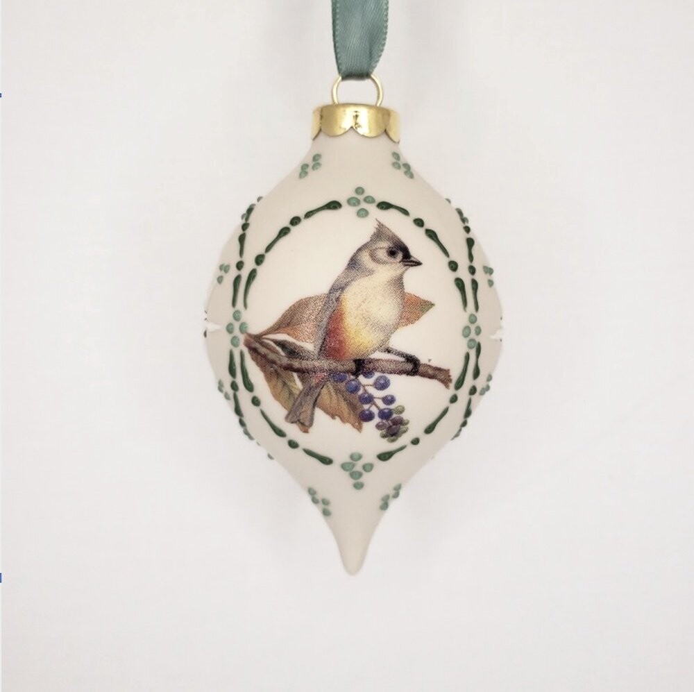 Titmouse Porcelain Christmas Ornament 3.5"