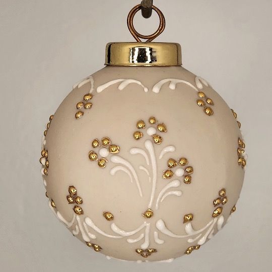 Windflowers Porcelain Christmas Ornament: Gold on Ivory 2.5"