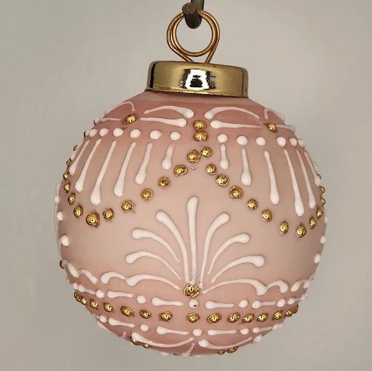 Roman Christmas Ornament: Gold & White on Pink 2.5"