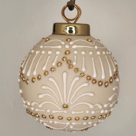 Roman Christmas Ornament: Gold & White on Ivory 2.5"