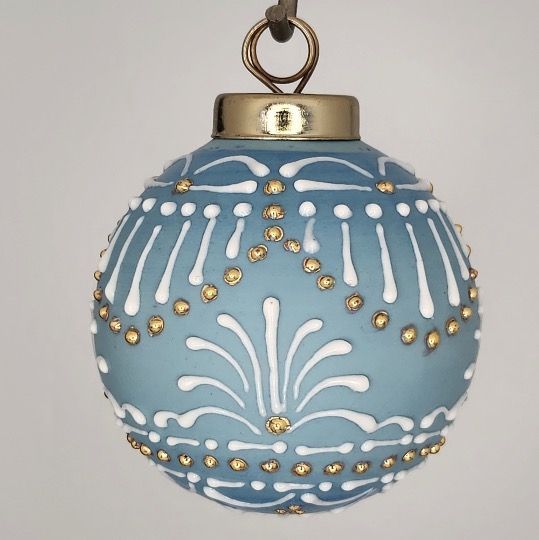 Roman Christmas Ornament: Gold & White on Blue 2.5"