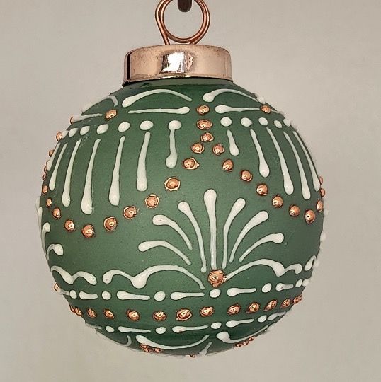 Roman Christmas Ornament: Gold & White on Green 2.5"