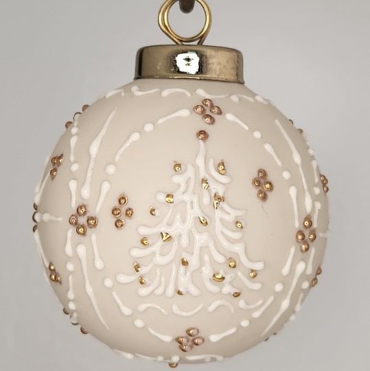 O Christmas Tree Porcelain Christmas Ornament: Gold on Ivory 2.5"