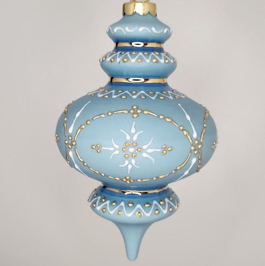 Avignon Elegante Blue Porcelain Christmas Ornament 5.5"