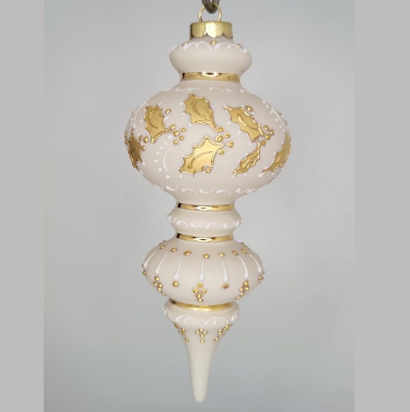 Alexandria Holly Ivory Porcelain Christmas Ornament 6"