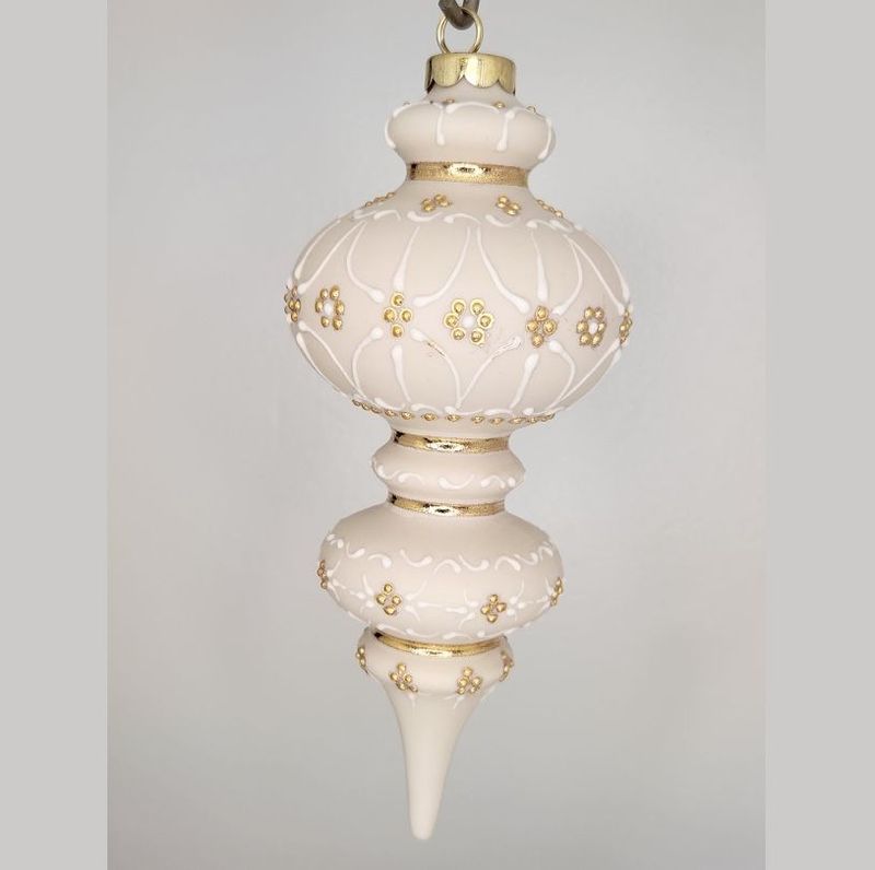 Alexandria Classic Ivory, Red, Green Porcelain Christmas Ornament 6"