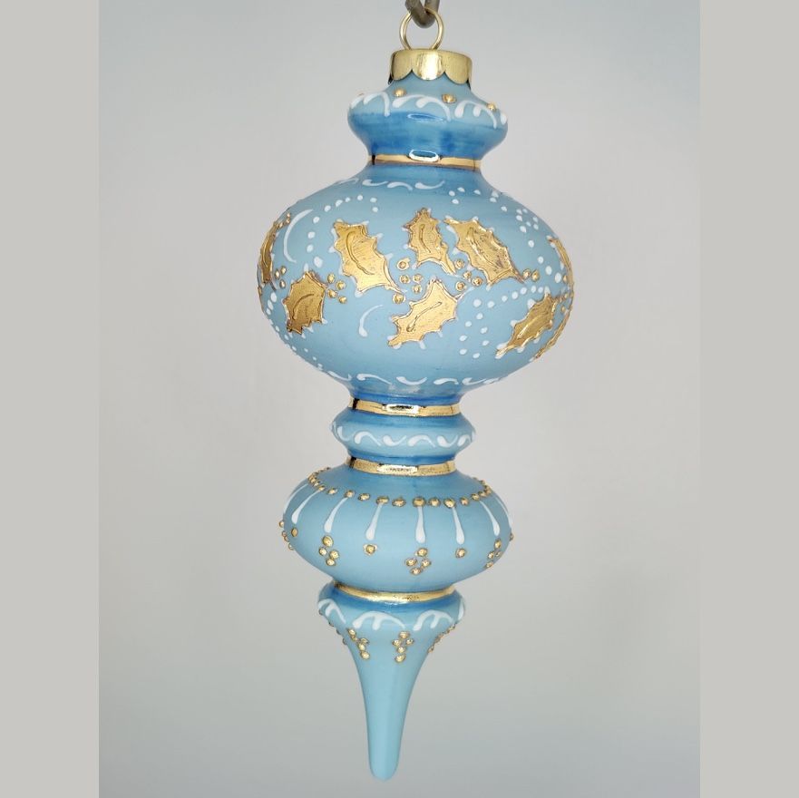 Alexandria Holly Blue Porcelain Christmas Ornament 6"