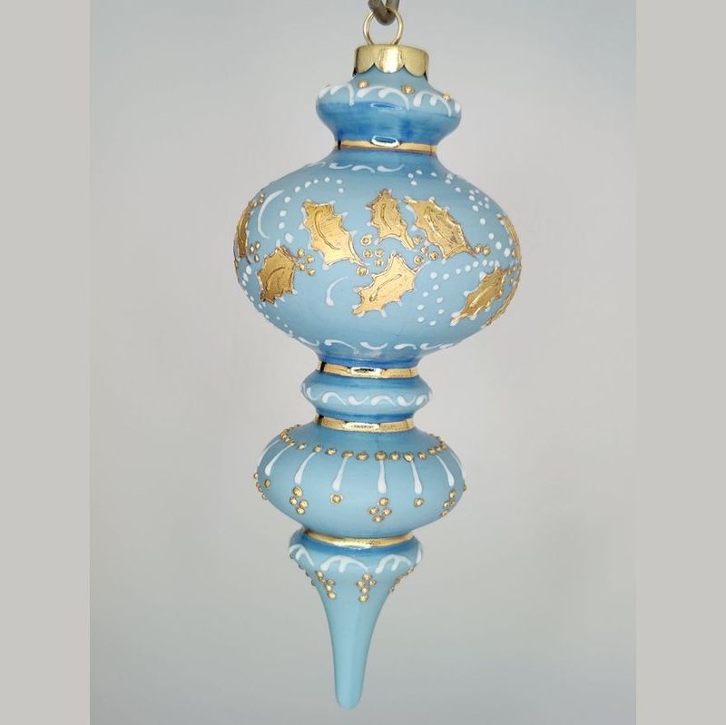 Alexandria Holly Blue Porcelain Christmas Ornament 6"