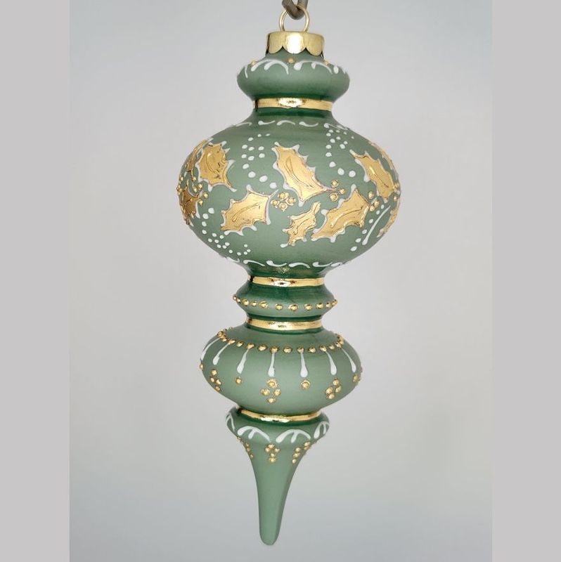 Alexandria Holly Green Porcelain Christmas Ornament 6"
