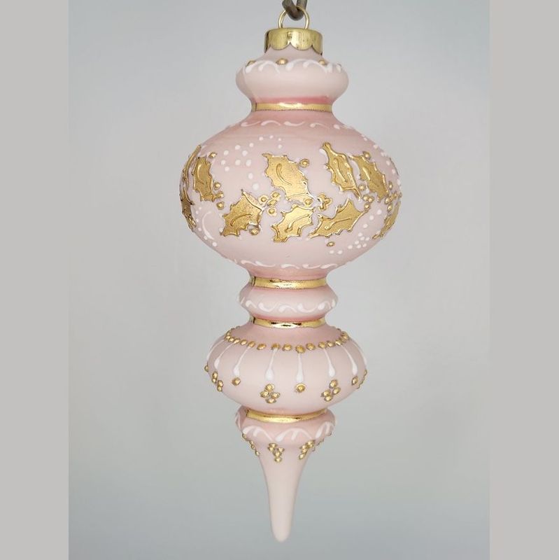Alexandria Holly Pink Porcelain Christmas Ornament 6"