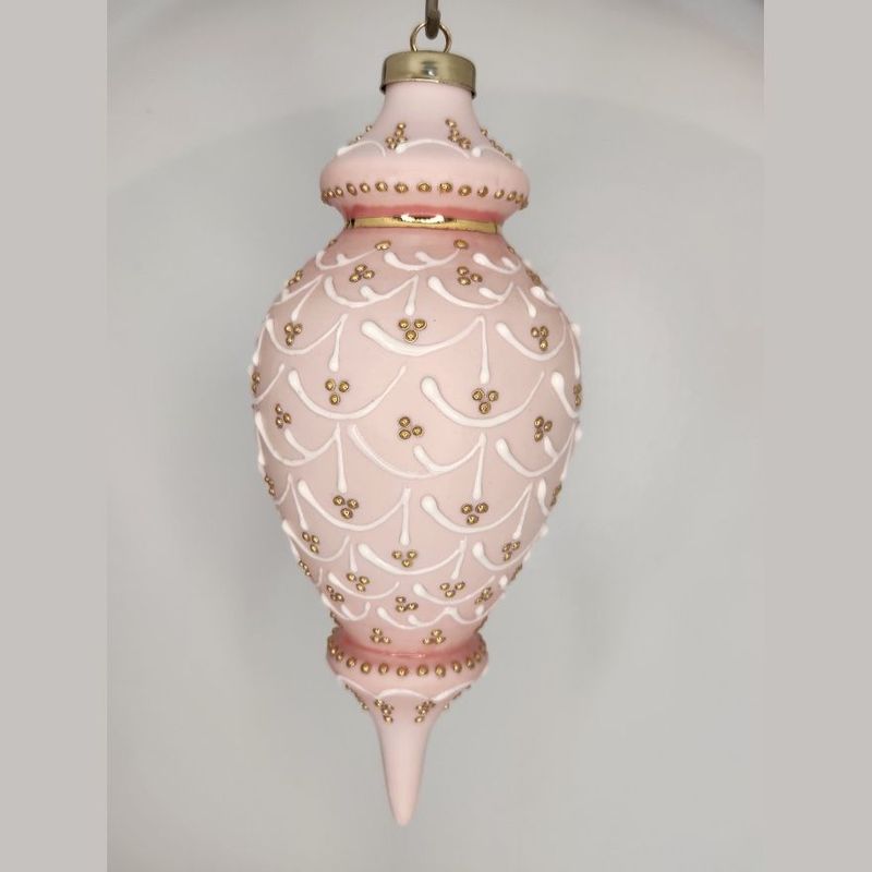 Granville Pinecone Pink Porcelain Christmas Ornament 7.75"