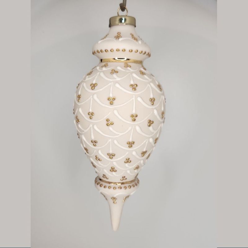 Granville Pinecone Ivory Porcelain Christmas Ornament 7.75"
