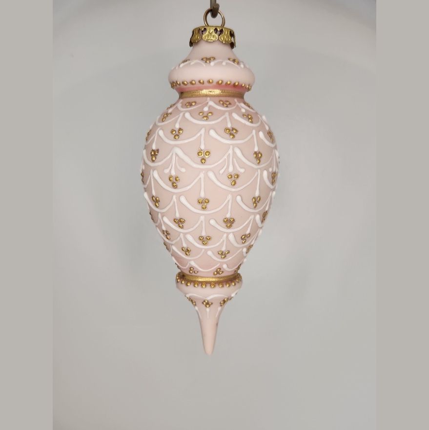 Petite Granville Pinecone Ivory Porcelain Christmas Ornament 6.75"
