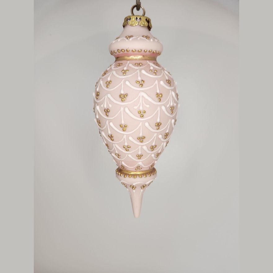 Petite Granville Pinecone Pink Porcelain Christmas Ornament 6.75"