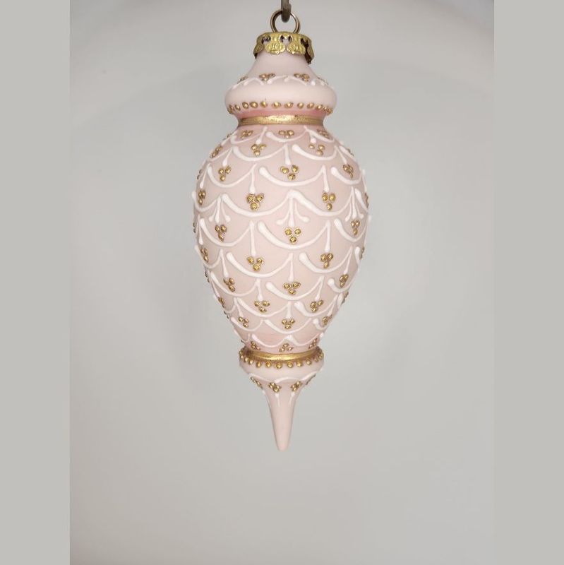 Petite Granville Pinecone Pink Porcelain Christmas Ornament 6.75"