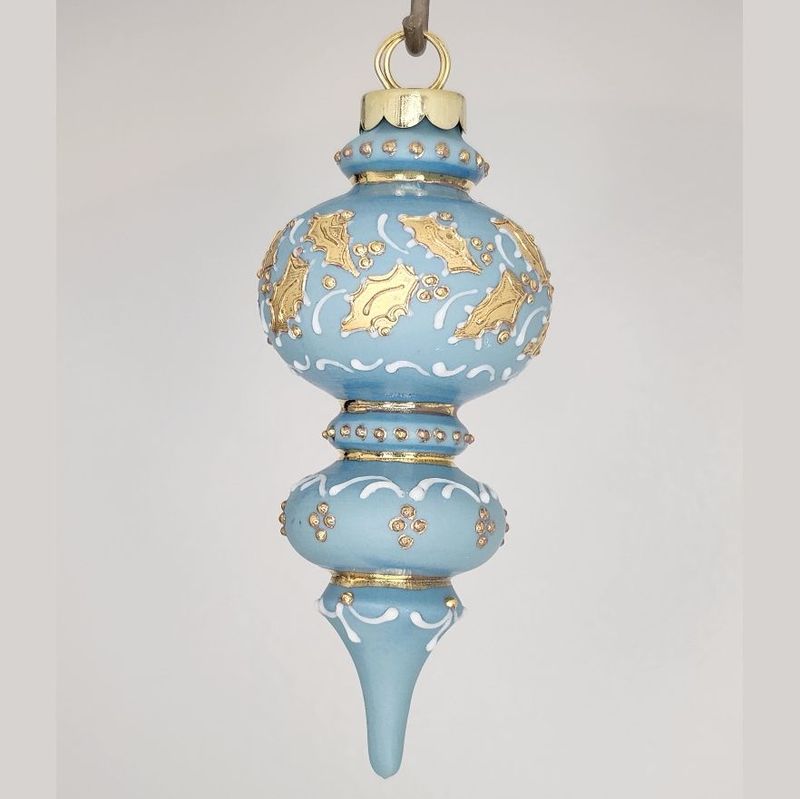 Windemere Holly Blue Porcelain Christmas Ornament 4.25"