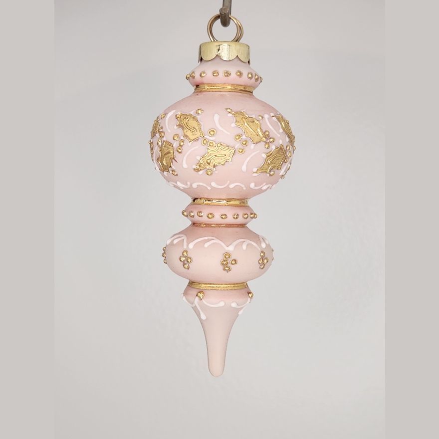 Windemere Holly Pink Porcelain Christmas Ornament 4.25"
