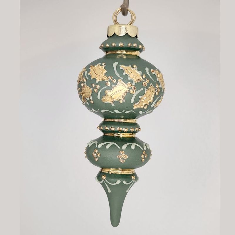 Windemere Holly Green Porcelain Christmas Ornament 4.25"
