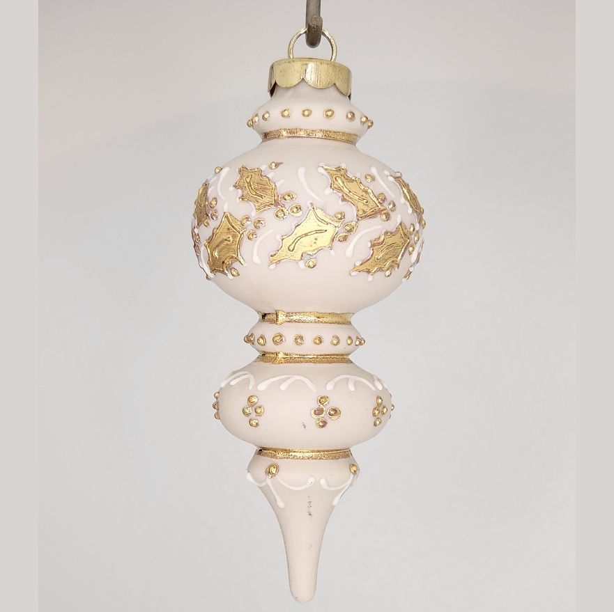Windemere Holly Ivory Porcelain Christmas Ornament 4.25"