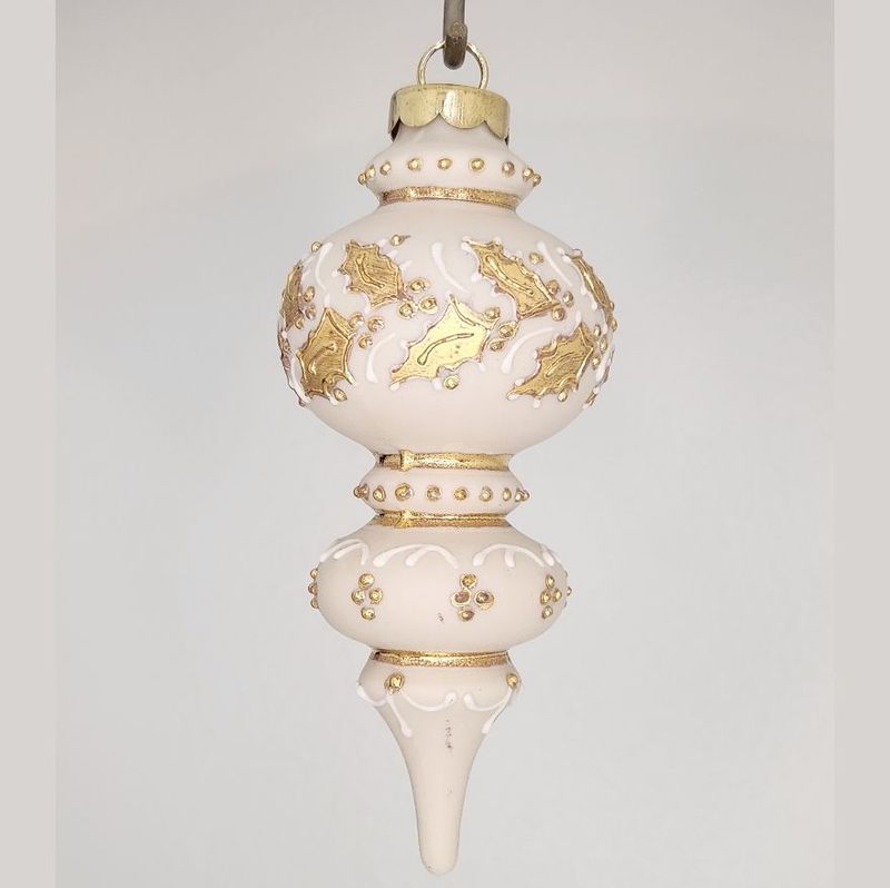 Windemere Holly Ivory Porcelain Christmas Ornament 4.25"