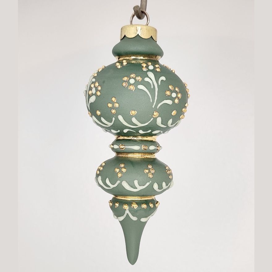Windemere Wildflowers Green Porcelain Christmas Ornament 4.25"
