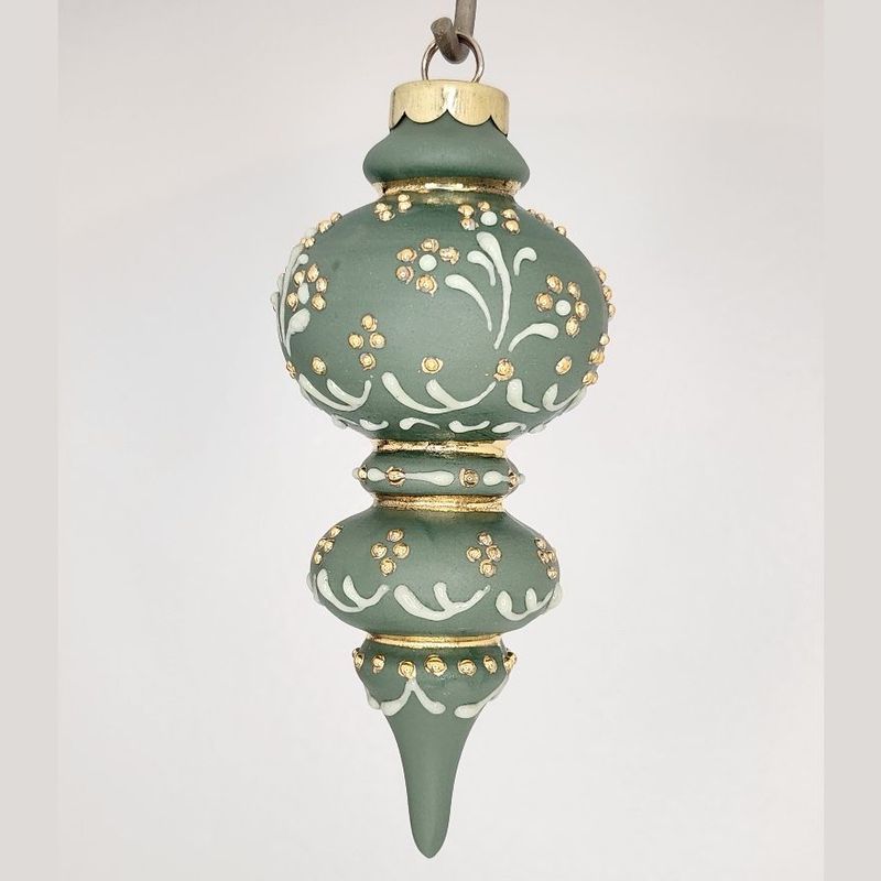 Windemere Wildflowers Green Porcelain Christmas Ornament 4.25"
