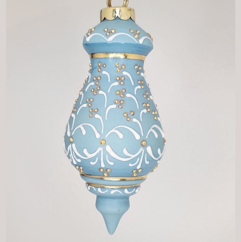 Galloway Holiday Berries Blue Porcelain Christmas Ornament 4.5"