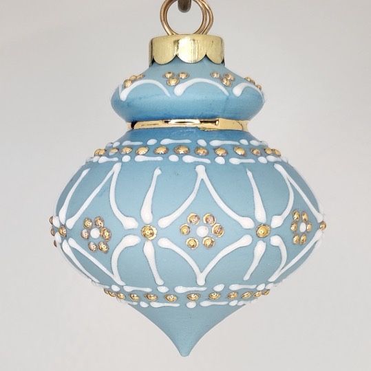 Calais Classic Blue Porcelain Christmas Ornament 2.5"