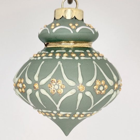 Calais Classic Green Porcelain Christmas Ornament 3"