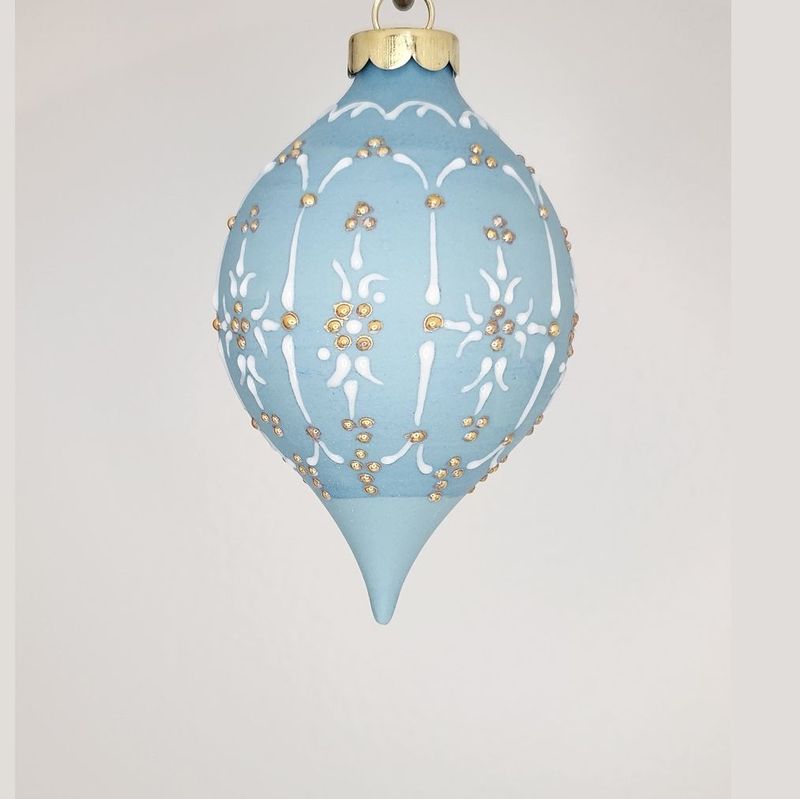 Petite Joie Cherish Blue Porcelain Christmas Ornament 3.5"