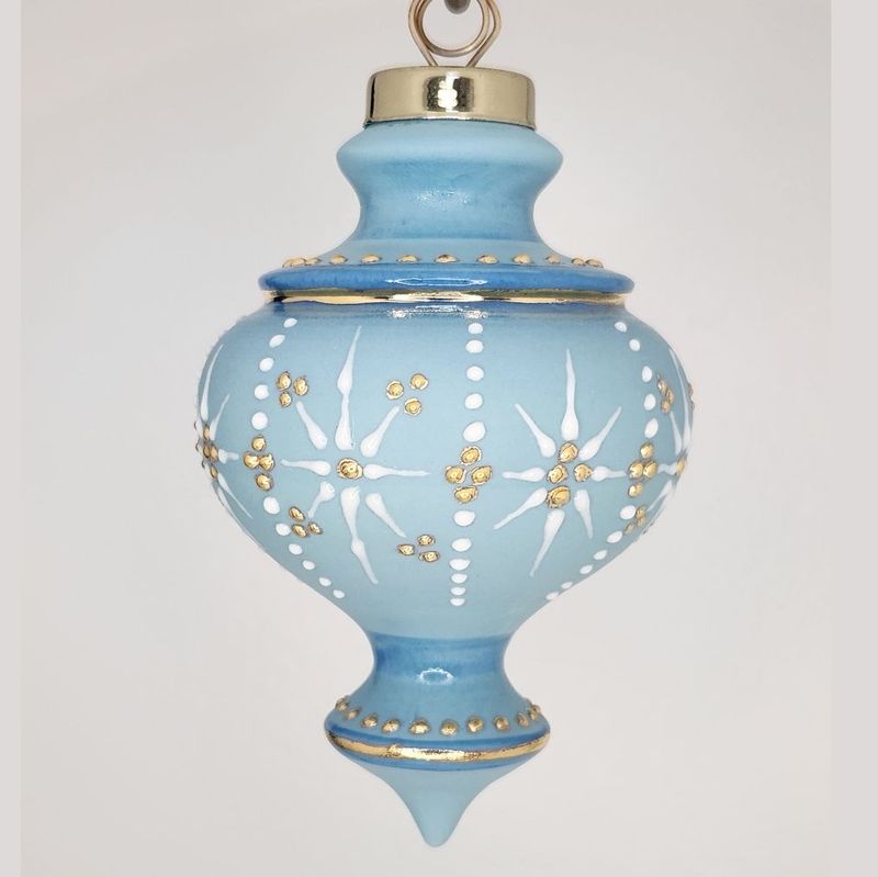Alicante Aurora Berries Blue Porcelain Christmas Ornament 4"