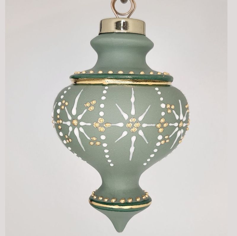 Alicante Aurora Berries Green Porcelain Christmas Ornament 4"