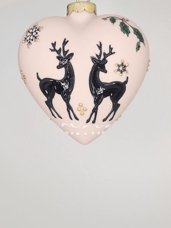 Amore Pink Heart with Deer 3.25"