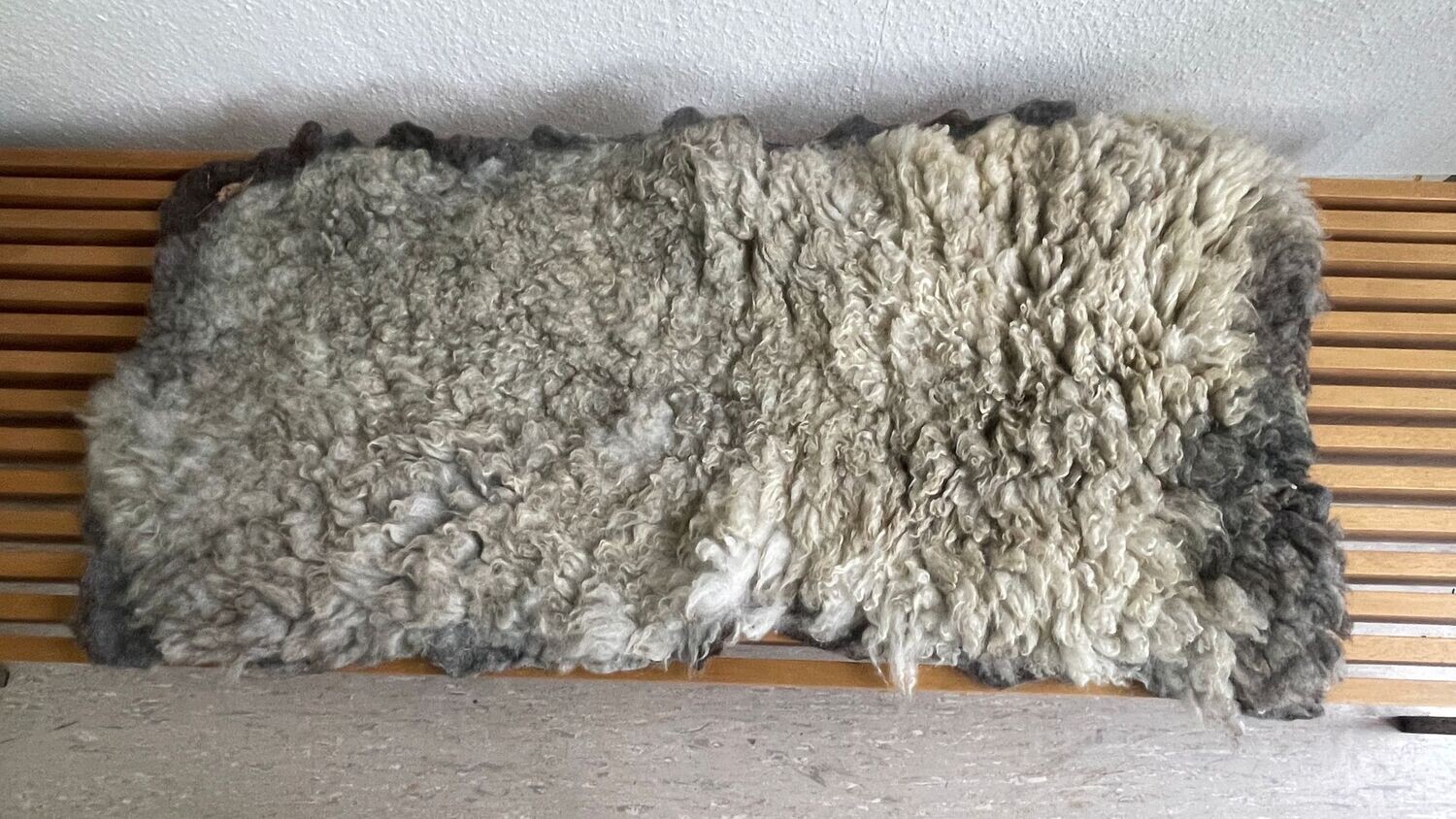 Hellgraues Fell vom Pommernschafmischling für Wand, Boden oder Sofa, ca 60 x 120cm Hellgraues Fell vom Pommernschafmischling für Wand, Boden oder Sofa, ca 60 x 120cm