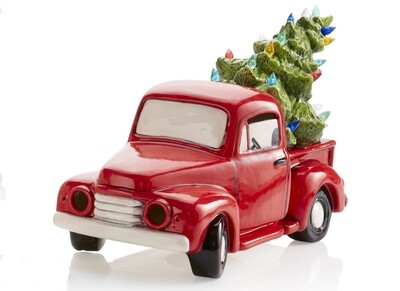 Vintage Ceramic Truck with Light Up Tree