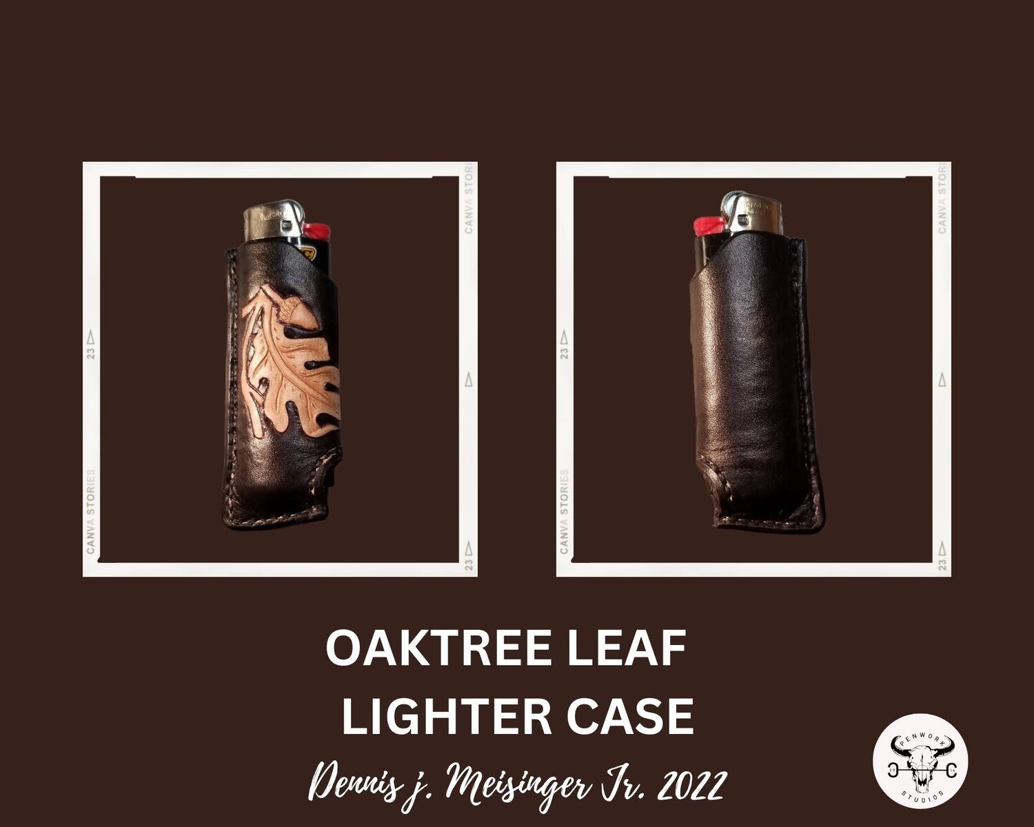 LIGHTER CASE - BLACK W OAK TREE LEAF LIGHTER CASE - BLACK W OAK TREE LEAF