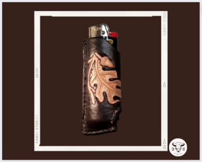 LIGHTER CASE - BLACK W OAK TREE LEAF